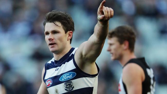 Can Patrick Dangerfield lead Geelong to a win over GWS and secure a home final? Picture: Alex Coppel