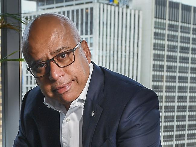 Sanjeev Gupta poses in his city office on the 10th floor of the EY  building in Adelaide Tuesday,October,22,2024.Picture Mark Brake