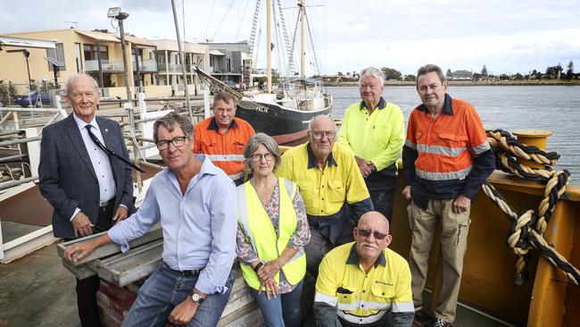 Tall ship Falie with supporters who want to see her upgraded and sailing. Picture: Sarah Reed