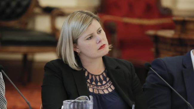 Member for Pine Rivers Nikki Boyd was also at the protest. Picture: AAP/Tim Marsden