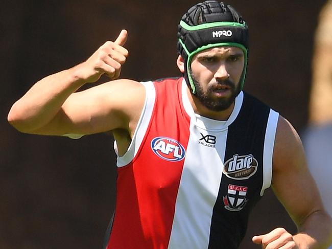 He’s serving an untimely suspension, but could the Swans pick up former Saint Patrick McCartin. Picture: Getty Images