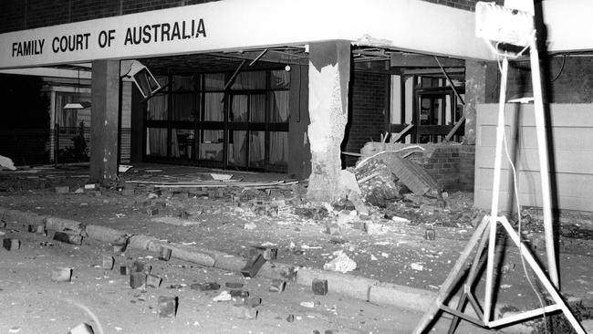 The Family Court Building in Parramatta after it was bombed on the 14th April, 1984. Picture: NSW Police.