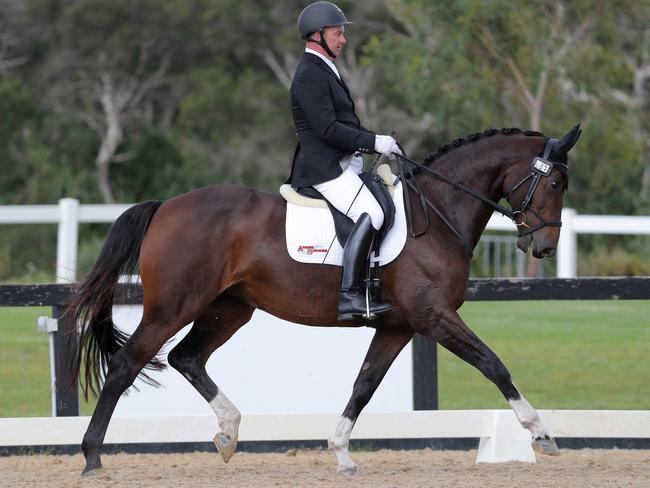 Star path: Antony Bartlett on Heathmont de Nina won two tests at the Berwick Dressage Club Championships. Picture: Derek O'Leary