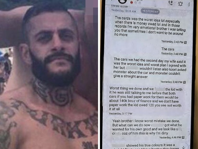 Yusuf Nazlioglu with texts he sent before his death. Picture: Supplied