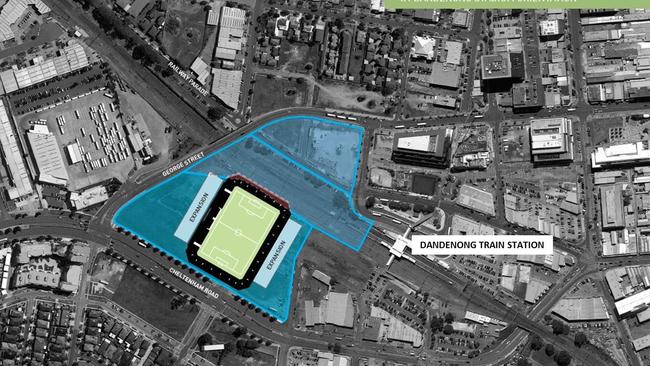 The location of the proposed Dandenong Stadium.