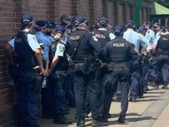 Police gather outside the SCG on Driver Avenue Moore Park.