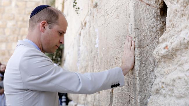 William at the Western Wall in Jerusalem's Old City, 2018. Picture: AFP