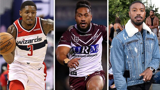 Washington Wizards NBA player Bradley Beal (left) and Hollywood actor Michael B Jordan (right) are both fans of Manly winger Jorge Taufua’s big hits.