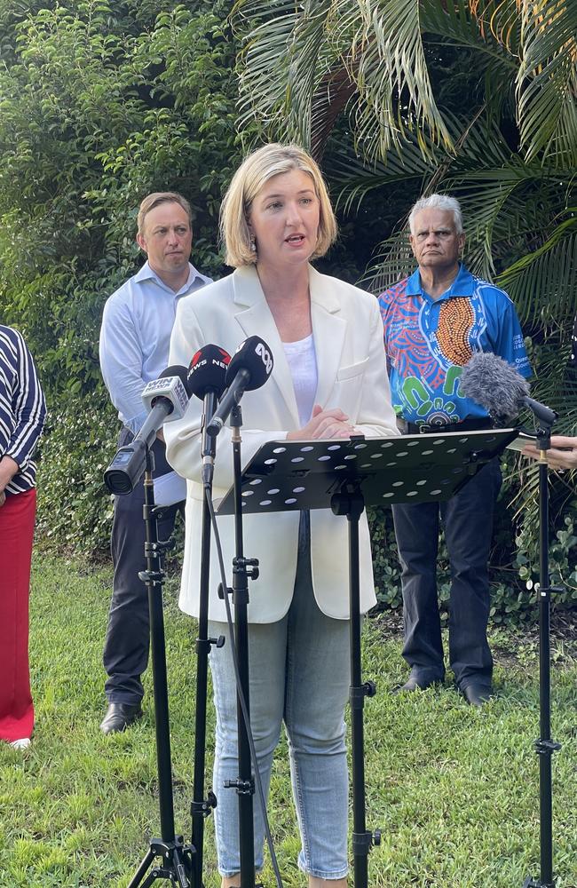 Health Minister Shannon Fentiman speaking at Mackay Base Hospital on April 3, 2024. Photo: Zoe Devenport