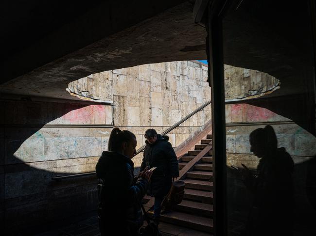 Life goes on in central Kyiv. Picture: AFP