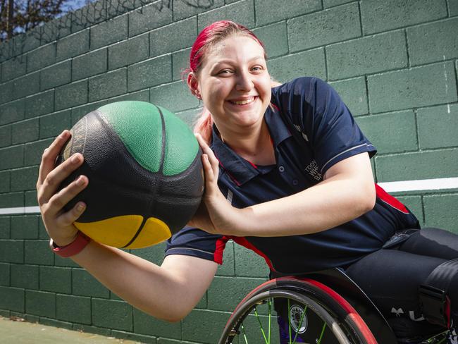 Wheelchair basketballer Charlotte Barber, Tuesday, November 5, 2024. Picture: Kevin Farmer