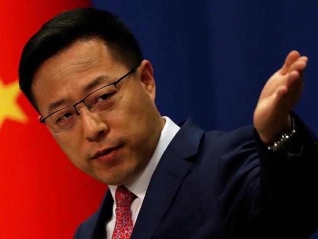 Chinese Foreign Ministry spokesman Zhao Lijian attends a news conference in Beijing, China April 8, 2020. REUTERS/Carlos Garcia Rawlins