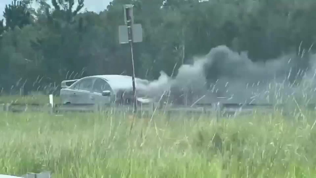 Car fire causes traffic chaos on Bruce Hwy at Sunshine Coast