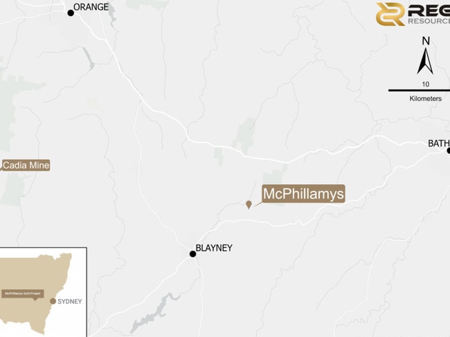 Map of the location of the controversial McPhillamys mine in central NSW. Picture: Supplied