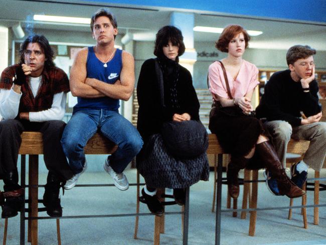 The Breakfast Club: Judd Nelson, Emilio Estevez, Ally Sheedy, Molly Ringwald, Anthony Michael Hall. Picture: Universal