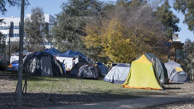 Students are planning to sleep at the new encampment. Picture: NewsWire / Martin Ollman