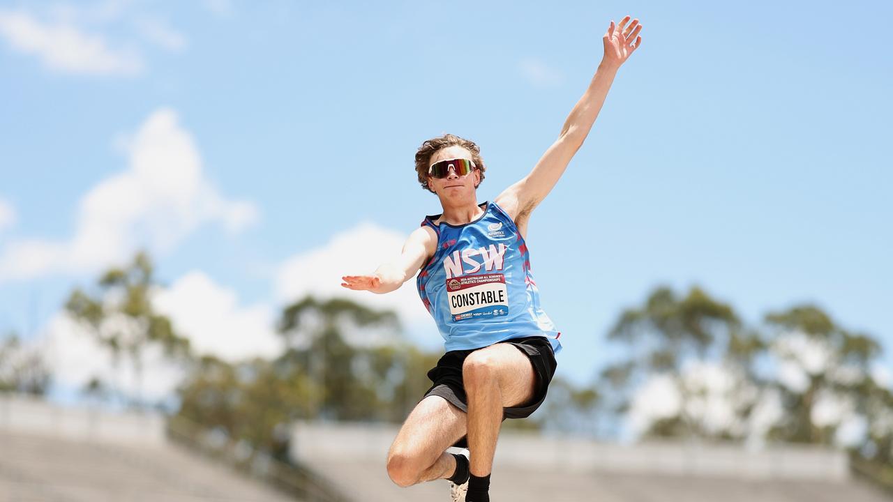 James Funnell-Constable of New South Wales jumps in the Boys' U16 Long Jump during the 2024 Chemist Warehouse Australian All Schools Athletics Championship . (Photo by Cameron Spencer/Getty Images)