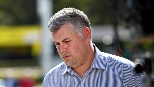 Queensland Police Minister Mark Ryan pictured holding a press conference at the Burpengary Police Station. Burpengary Saturday 27th July 2024 Picture David Clark