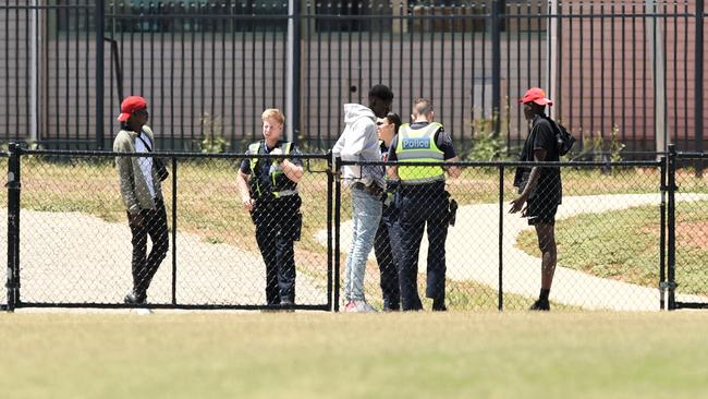 African youth loiter outside The Ecoville Community Park in Tarneit. Tarneit.  All the town worried by the "Gangs" who are running rampant.