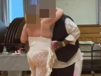 One woman’s semi-sheer bridal ensemble left very little to the imagination during her ceremony. Picture: Facebook