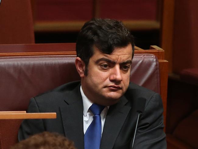 Senator Sam Dastyari in the Senate Chamber, at Parliament House in Canberra. Picture Kym Smith