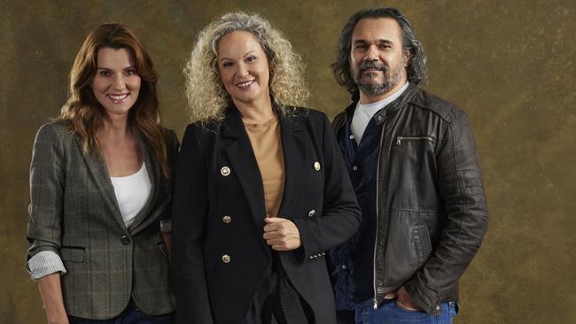 High Country cast members (from left) Sara Wiseman, Leah Purcell and Aaron Pedersen. Picture: Foxtel/Narelle Portanier