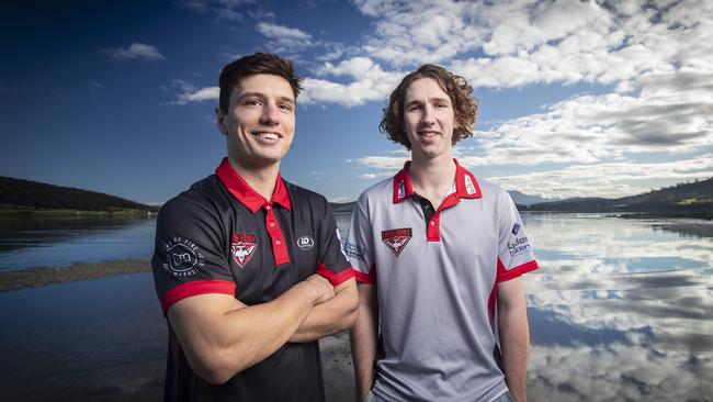 Lauderdale recruits Adrian Kalcovski and Will Poland at Ralphs Bay, Lauderdale. Picture: LUKE BOWDEN