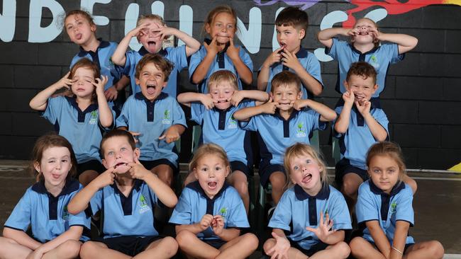 My First Year: Ormeau State School Prep D. Back row: Ayla, Parker, Kainoa, Jude, Tahlia. Middle row: Alaska, Theodore, Malachi, Cooper, Levi. Front row: Bridie, Noah, Kathleen, Harley, Macie. Picture: Glenn Hampson.