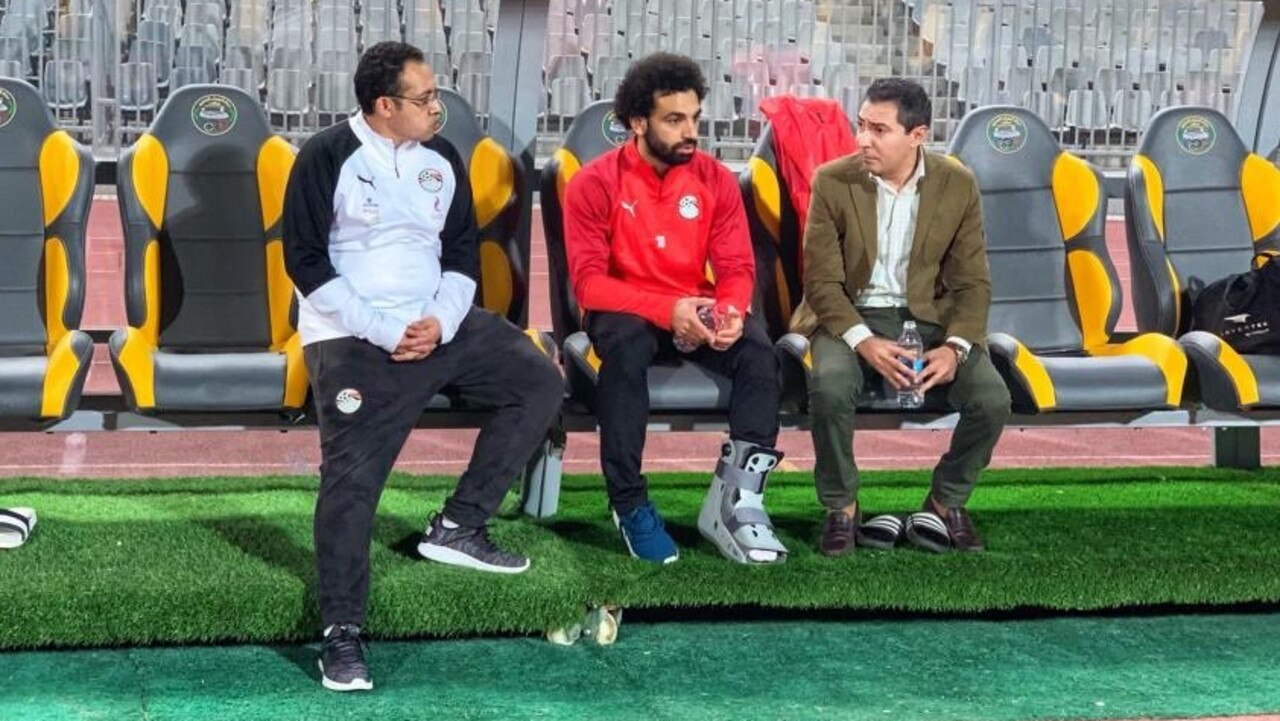 Salah has been pictured wearing a protective boot on his left ankle.
