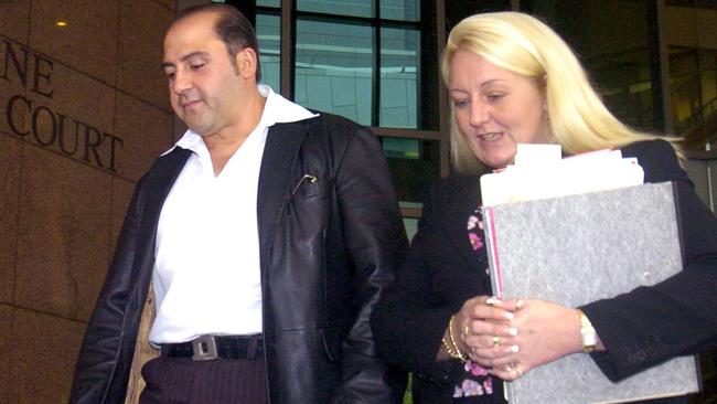 Tony Mokbel leaves Melbourne Magistrates’ Court with Nicola Gobbo.