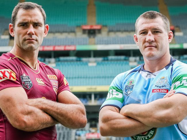 Captains Cameron Smith and Paul Gallen, NRL State of Origin launch at ANZ Stadium, Homebush . Picture Craig Greenhill