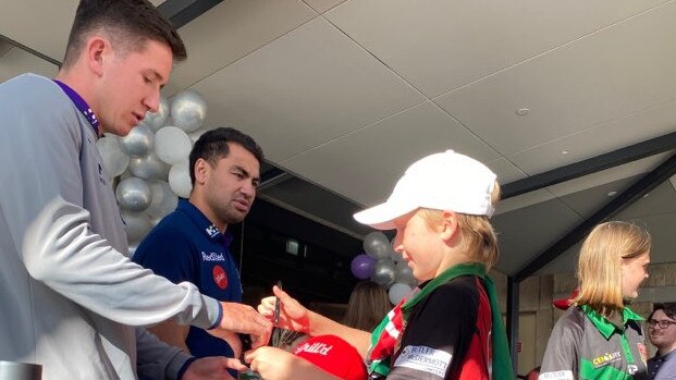 Cooper Johns and Jahrome Hughes from the Melbourne Storm surprised some of their youngest fans in the community.