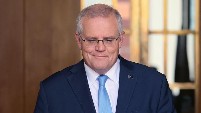 Scott Morrison feels he’s not only better in a campaign than Albanese but is also better prepared for the tough questions that come during a campaign. Picture: AFP