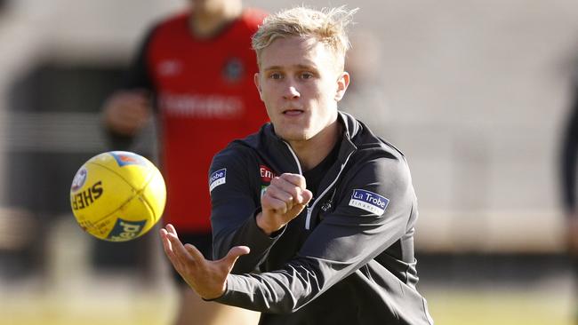 Jaidyn Stephenson has been putting in the hard work during his suspension ahead of his return to the Collingwood team. Picture: AAP