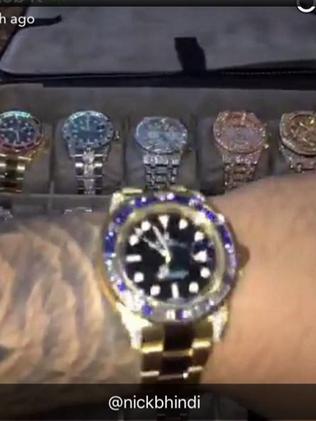 Rob Kardashian shows off his watch collection.