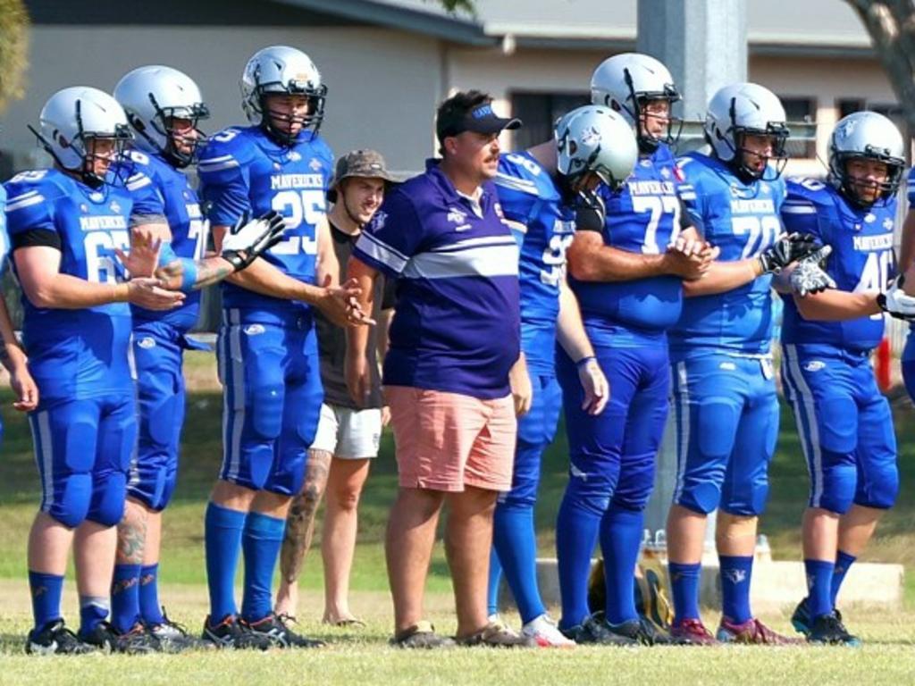 Coach Brad Somervilles and his Mavericks. Picture: Mackay Gridiron Facebook/Steve McBride.