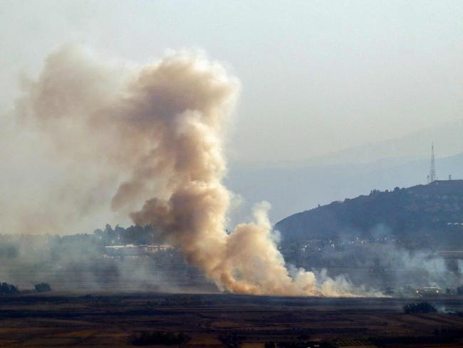 This picture taken from Lebanon's Marjayoun shows smoke rising following Israeli bombardment on October 26, 2024, amid the ongoing war between Israel and Hezbollah. (Photo by AFP)