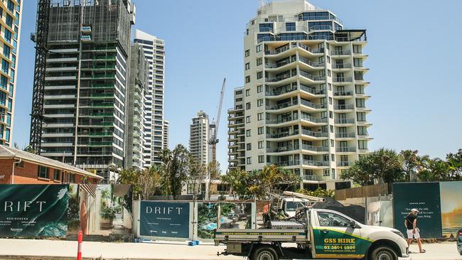 Work at the Drift Residences building site at Main Beach on November 11. Picture: Glenn Campbell