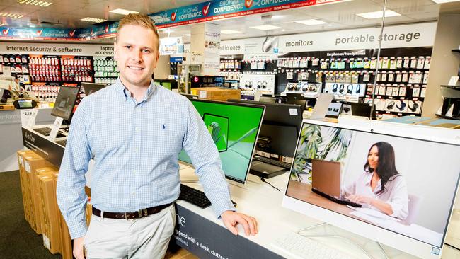 Co-Proprietor Sam Brooks at Harvey Norman in Homemaker Centre, Fortitude Valley in Brisbane. Picture: Richard Walker