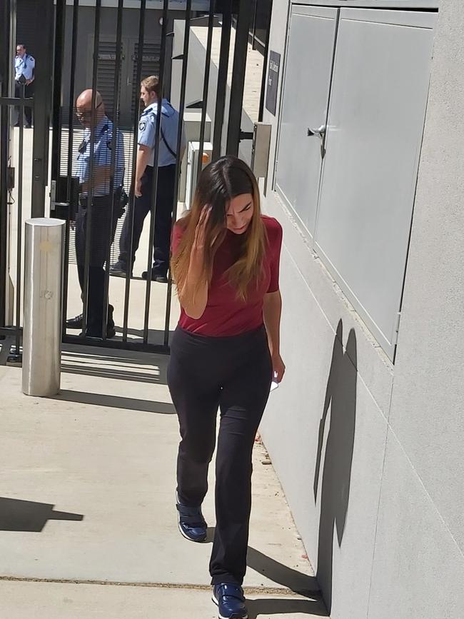 Fraudster bride Claudia Gelonese, 26, is released from the ACT Supreme Court cells. Picture: Craig Dunlop