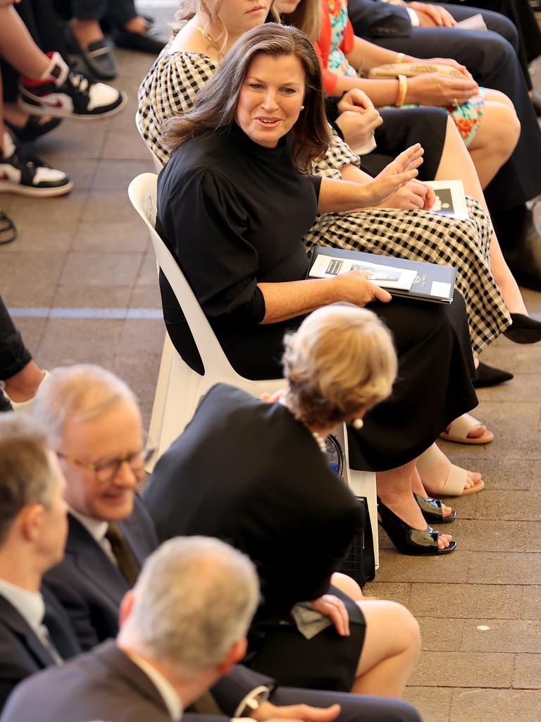 Mr Albanese is joined in the front row by Ms Morrison. Picture: Toby Zerna