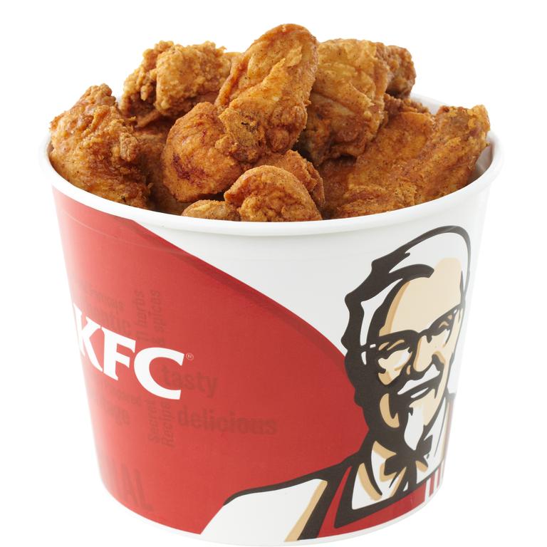 A Kentucky Fried Chicken bucket of chicken.