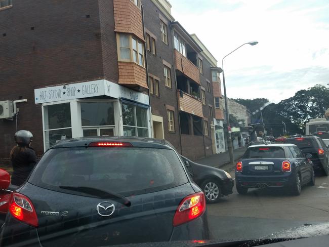 The 8am traffic choke on Einfeld Dr, Bondi Junction.