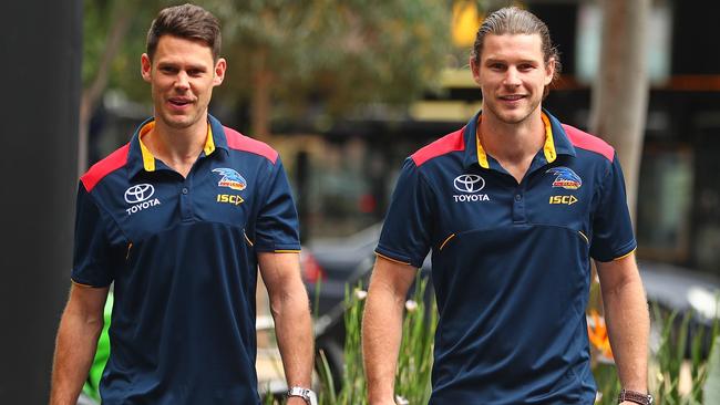 Adelaide recruits Sam Gibson and Bryce Gibbs. Picture: Getty Images