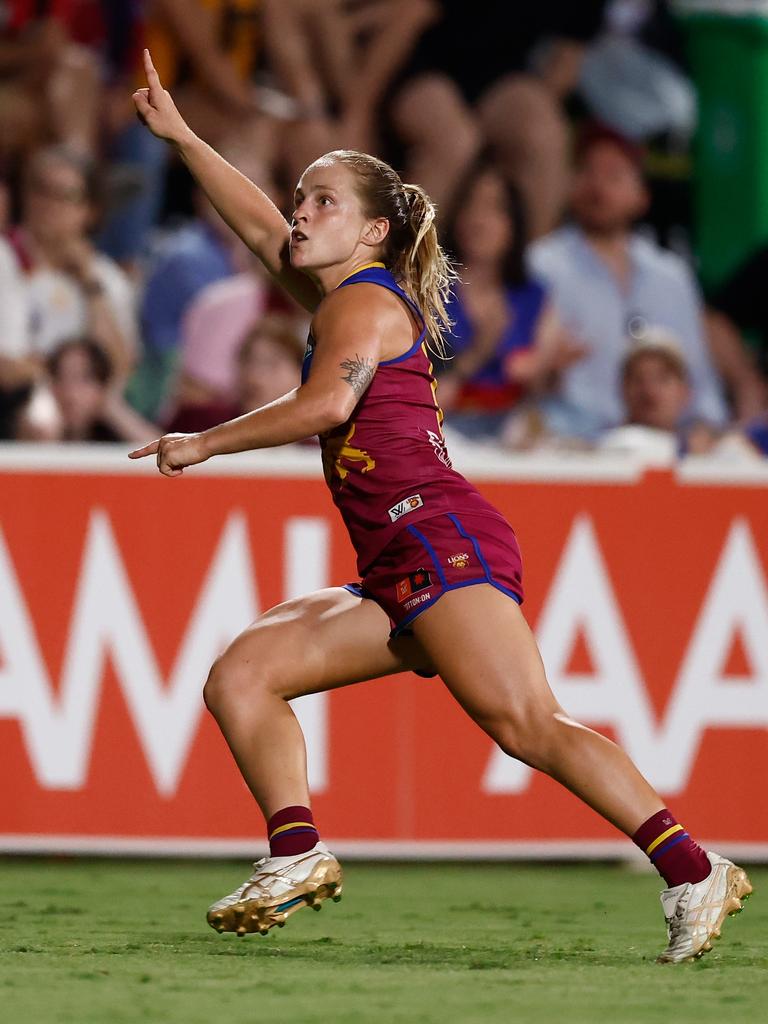 Belle Dawes has been the Lions’ barometer around the ball. Picture: Michael Willson/AFL Photos via Getty Images.