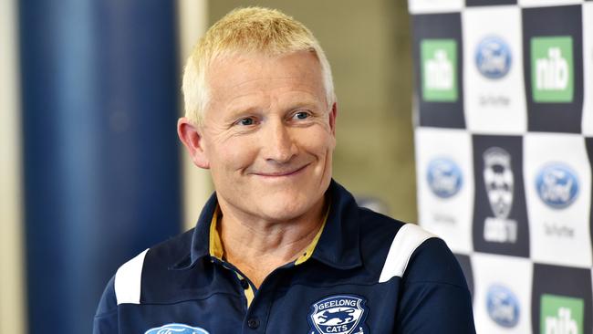 Geelong recruiting and list manager Stephen Wells won’t enter the draft until late. Picture: Nigel Hallett