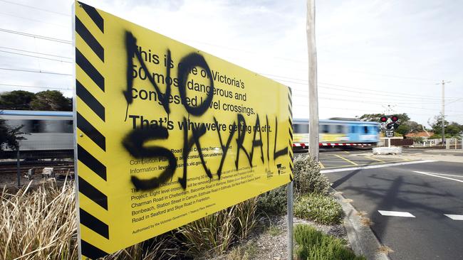 Graffitti Attacks Claims Of Standover Tactics In Sky Rail Debate Herald Sun