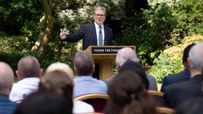 UK Prime Minister Sir Keir Starmer during his speech and press conference in the Rose Garden at 10 Downing Street on August 27, 2024 in London, England. The Prime Minister said "the business of politics will resume" when Parliament returns next week, "but it will not be business as usual" and the government will "get a grip" on the problems facing the UK. (Photo by Stefan Rousseau - WPA Pool/Getty Images)