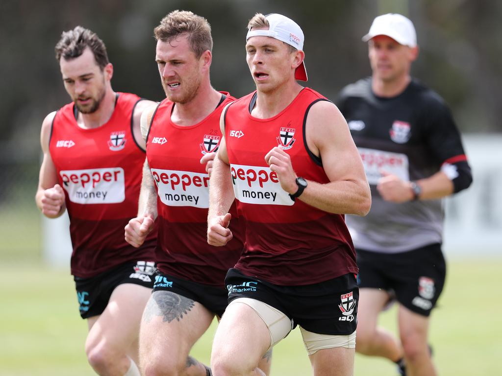 Tim Membrey and Seb Ross missed Saturday night’s loss to Adelaide to return to Melbourne for family reasons. Picture: Michael Klein