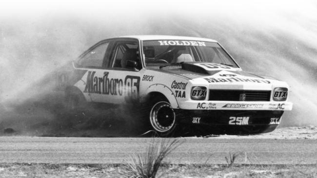 Peter Brock goes into a spin at Wanneroo Park in May 1979. Picture: Greg Burke